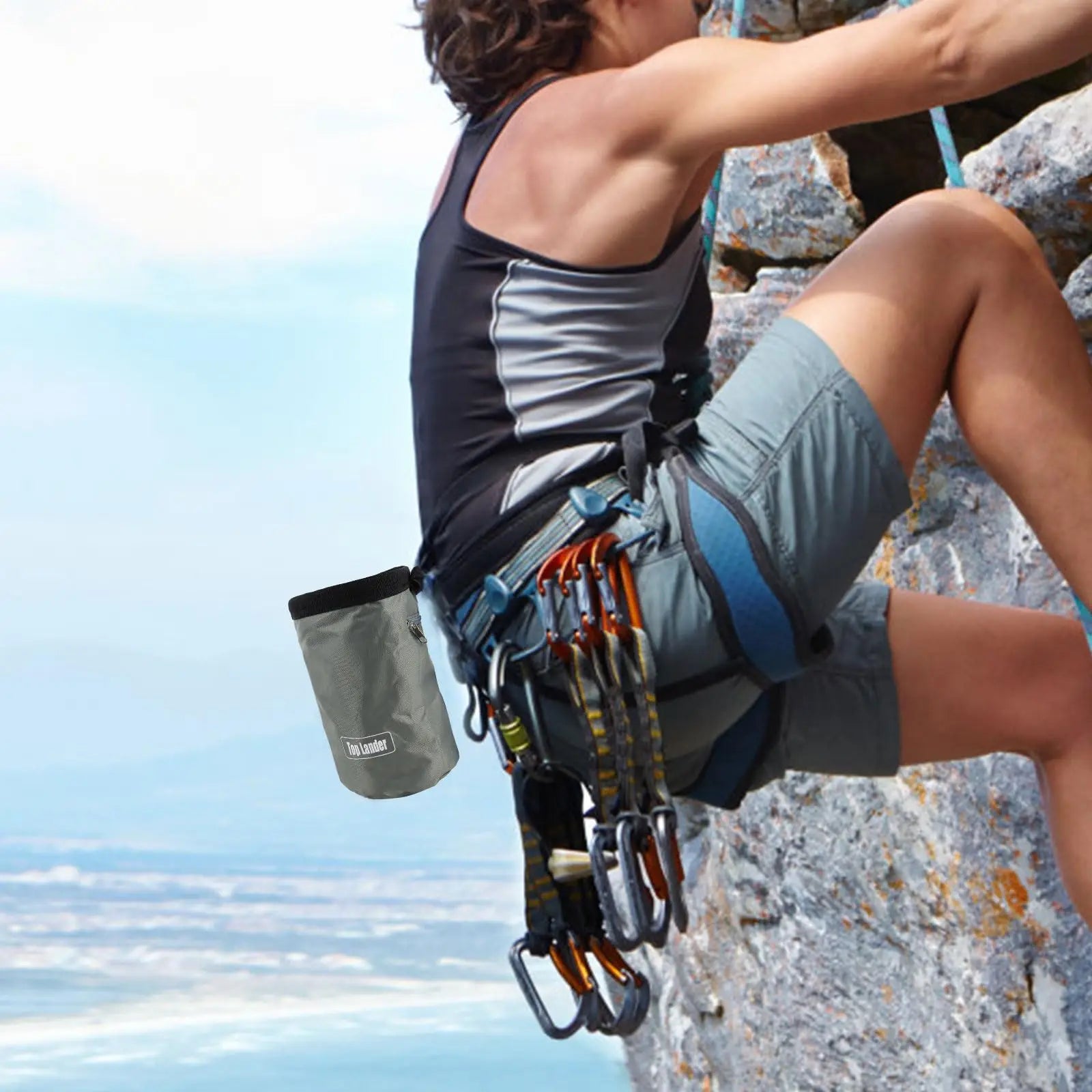 Rock Climbing Chalk Bag, Rock Climbing Bag with Adjustable Belt, Wear-Resistant Portable Chalk Bag, Used for Rock Climbing, Etc